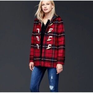 Gap Women's Wool Blend Toggle Closure Plaid Jacket‎ Sz S
